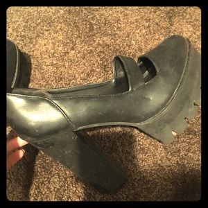 Leather platform heels